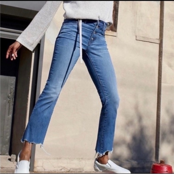 Madewell Cali Demi Boot Jeans Chewed Hem Edition 26 Button Fly - Picture 2 of 14